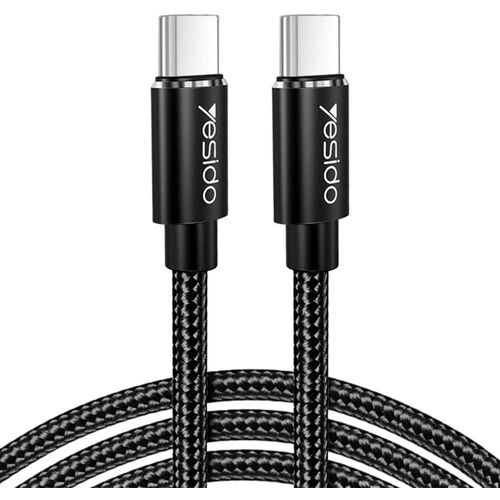 Yesido - podatkovni kabel (CA-55) - Type--C na Type-C, 45W, 3A, 1,2 m - crni slika 1