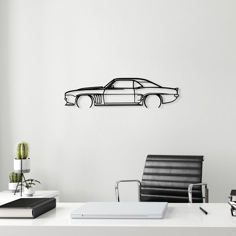Dekorativni Metalni Zidni Ukras - Silueta Chevrolet Camaro, Crna slika 3