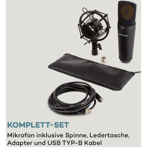 Auna Pro MIC-920B, USB kondenzatorski mikrofon, studijski, velika membrana, crna boja slika 14