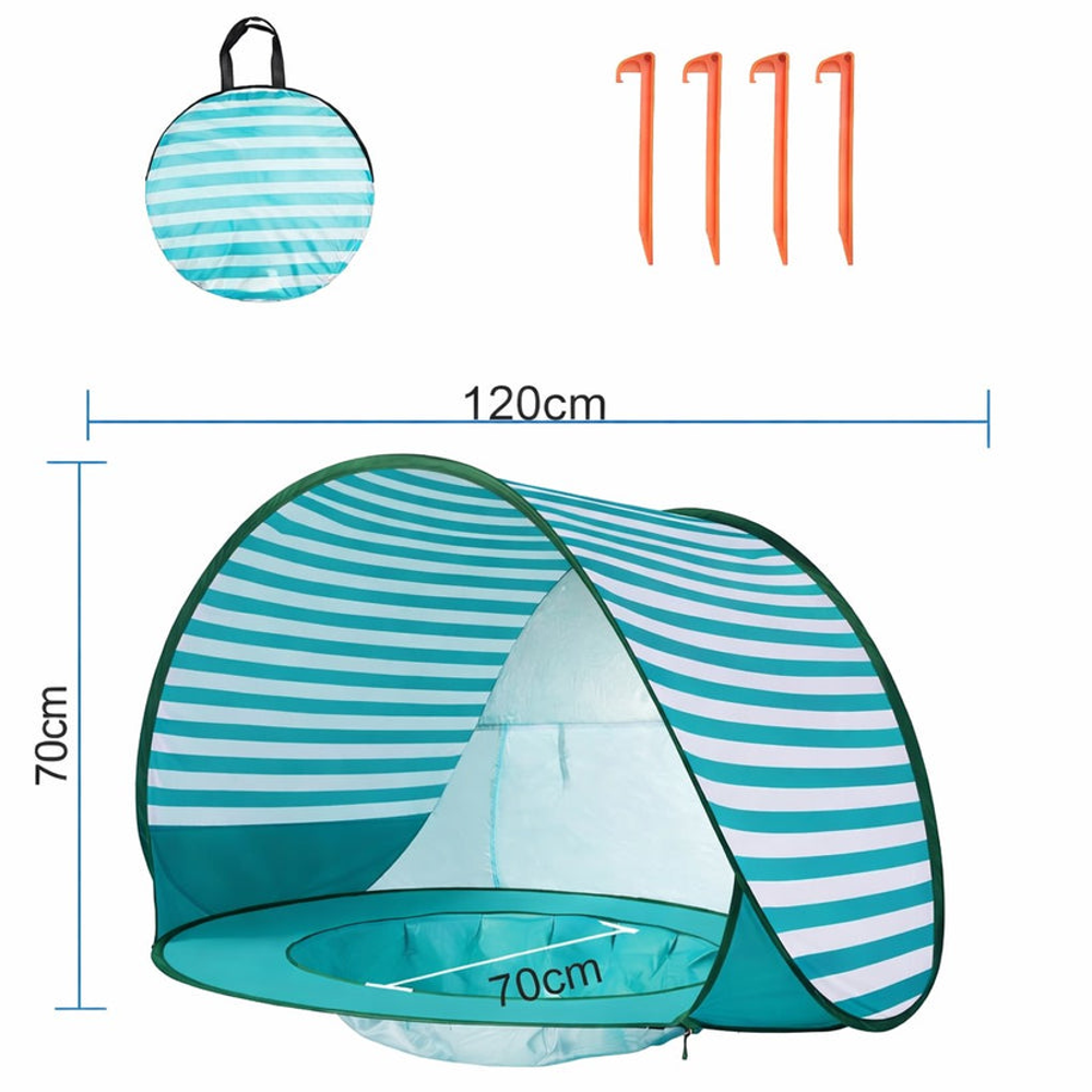 Dečiji šator za igru KINDER HOME sa UV zaštitom 50+ – lagan i sklopiv, za plažu i baštu, 120×80×70 cm slika 11