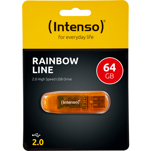 (Intenso) USB Flash drive 64GB Hi-Speed USB 2.0, Rainbow Line, ORANGE - USB2.0-64GB/Rainbow slika 1