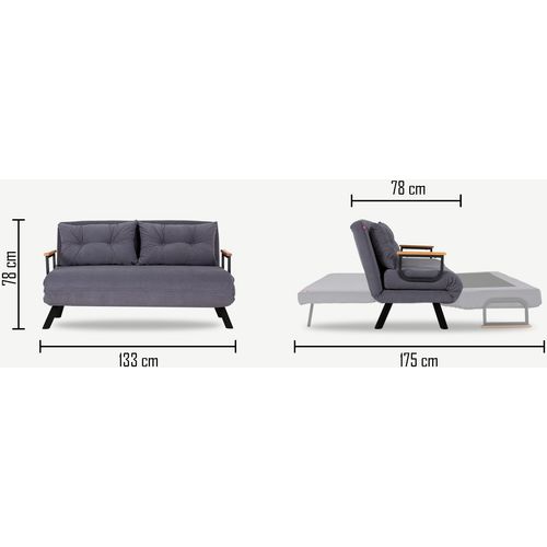 Atelier Del Sofa Dvosjed na razvlačenje SANDO siva, Sando 2-Seater - Grey slika 7