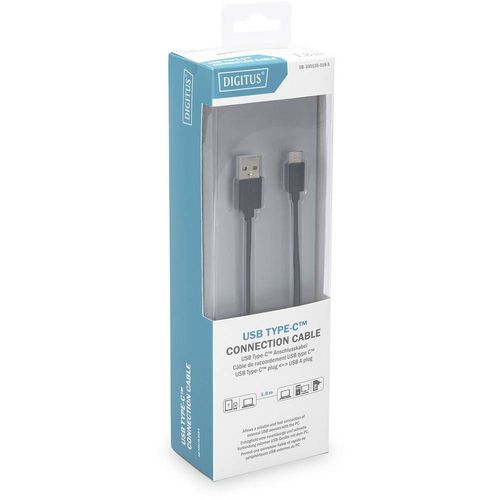 Digitus USB kabel USB 2.0 USB-C® utikač, USB-A utikač 1.80 m crna okrugli, utikač primjenjiv s obje strane, dvostruko zaštićen DB-300136-018-S slika 2