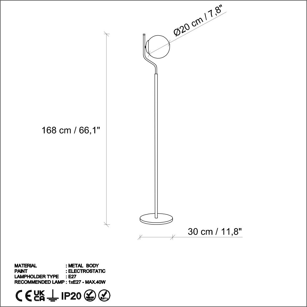 Tulip 13815 - Crna Podna Lampa slika 8