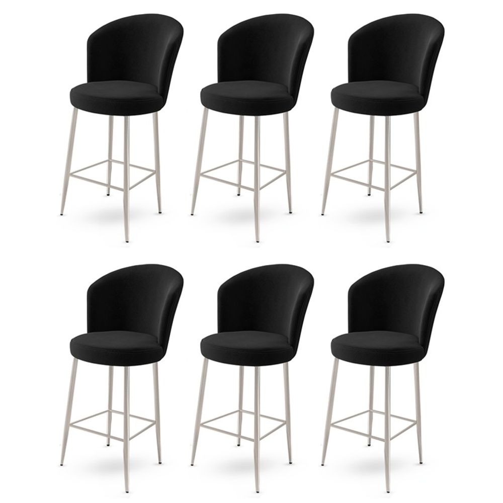 Alte - Crni, Hrom Crni Bar Stolica Set (6 Komada) slika 1
