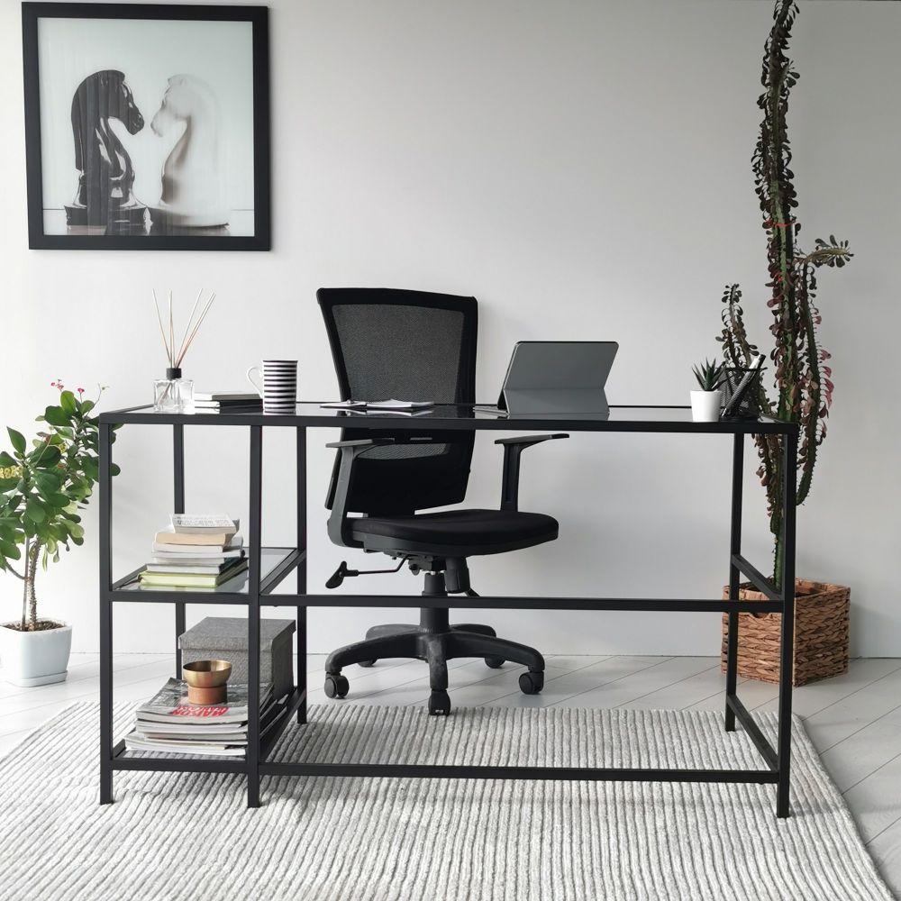 Master Radni Stol M101F Black - 130x60cm sa Staklenom Pločom slika 2