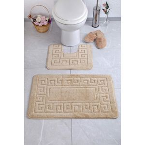 Ethnic - Beige Beige Bathmat Set (2 Pieces)