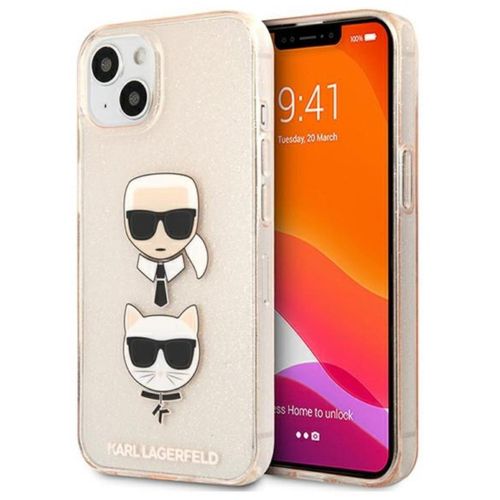 Karl Lagerfeld Futrola za iPhone 13 Mini Gold Glitter Karl`s & Choupette slika 1