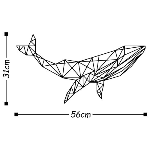 Wallity Metalna zidna dekoracija, Whale 1 - Black slika 3