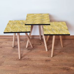 Nesting Table 3Shp239 - Set od 3 komada u žutoj i bijeloj boji