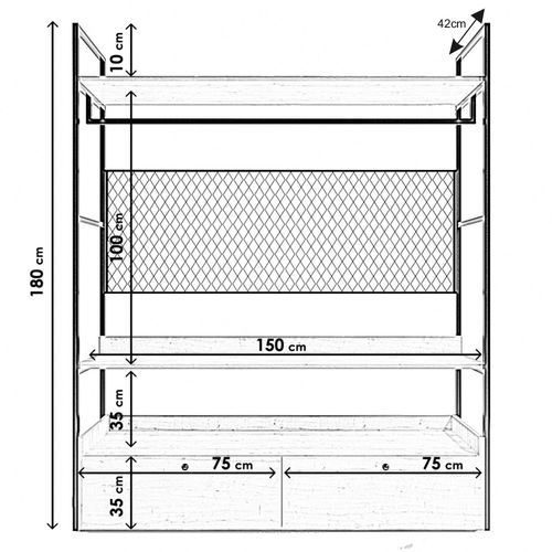 Hanah Home Ã–zgÃ¼ Trend GardÄ±rop Fileli L605 Oak Wardrobe slika 7