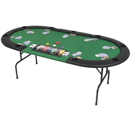 Sklopivi trodijelni stol za poker za 9 igrača ovalni zeleni slika 20