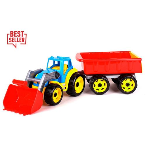 Igračka traktor buldožer s prikolicom slika 1