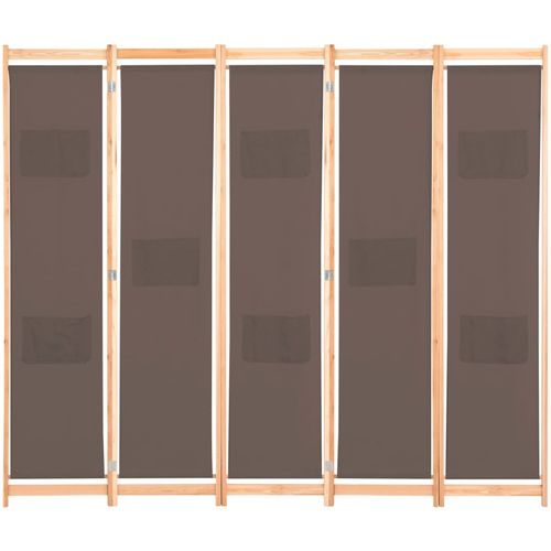 Sobna pregrada s 5 panela od tkanine 200 x 170 x 4 cm smeđa slika 15
