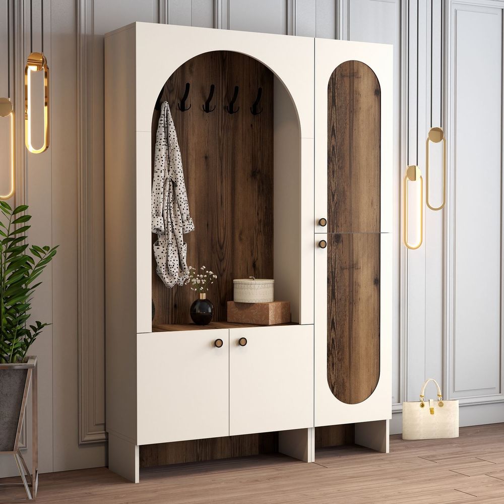 Hall Stand Palermo Kl - Krem i Orah slika 4