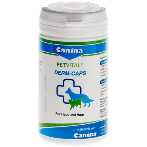 Canina Petvital Derm Caps, za zdravlje može i dlake pasa i mačaka, kapsule, 40g (100 kom) slika 1