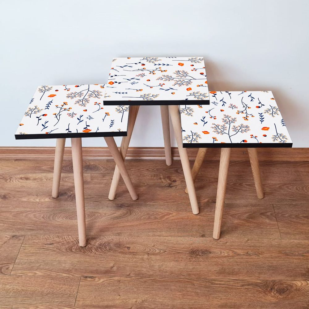 Nesting stolovi 3Shp172 - Set od 3 komada - boje: bijela, mornarsko plava, narandžasta slika 1