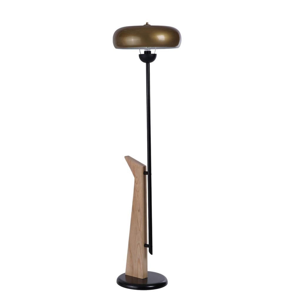Opviq Podna lampa 647, zlatna, crna, hrast slika 2