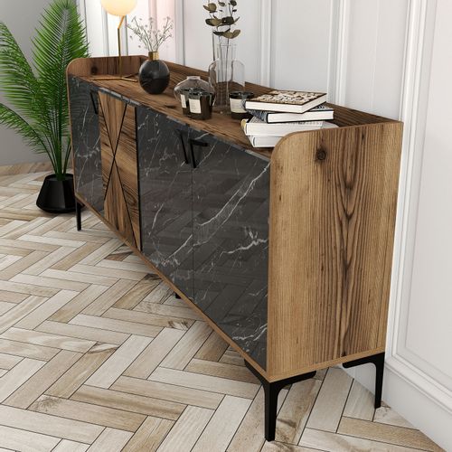 Woody Fashion Konzola, Venedik - Walnut, Black Marble slika 4