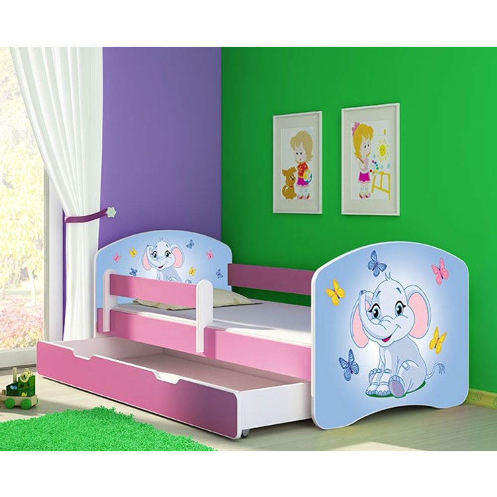 ACMA Dječiji krevet Acma II sa ladicom Pink - 160x80cm - Dezen 26 slika 1