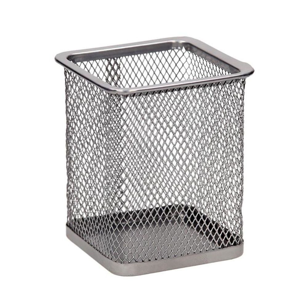 Čaša za olovke -  kocka Metal 80x80x100mm, Siva slika 1