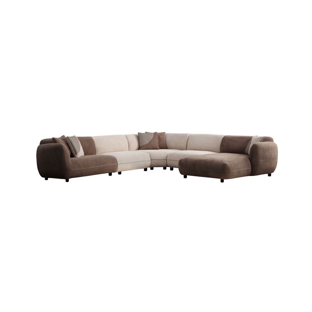 Ugaona sofa Pavia Corner 6 (L1,5+O1+Cx+O1+Chlr) - boje: krem smeđa slika 6