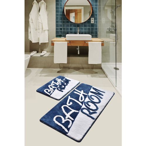 Colourful Cotton Kupaonski tepih akrilni (2 komada), Bathroom - Blue slika 1