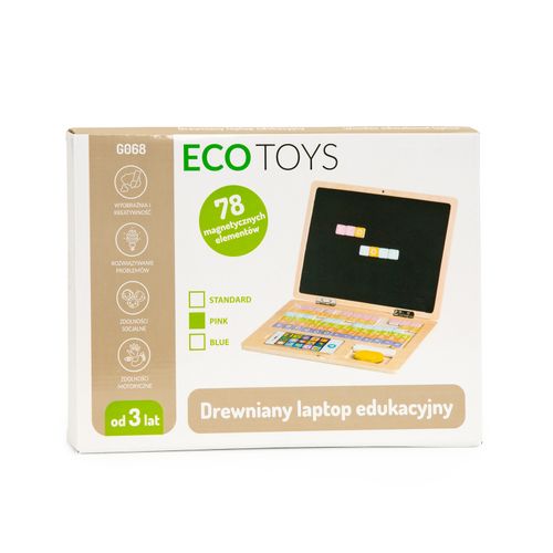 EcoToys edukativni laptop za crtanje 2u1 sa 78 magneta rozi slika 5