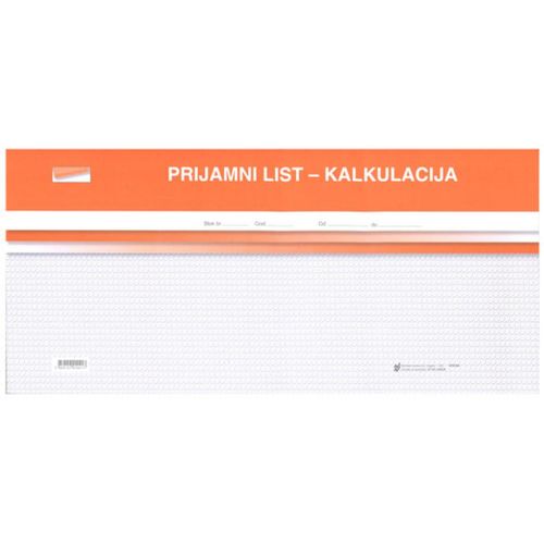 VII-13/NCR/N PRIJEMNI LIST - KALKULACIJA; Blok 100 listova, 42 x 19,5 cm slika 1