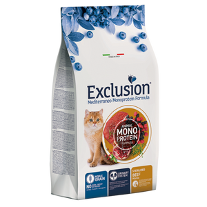 Exclusion Mediterraneo Monoprotein Formula, Sterilised, potpuna hrana za odrasle sterilizirane mačke, govedina, 300 g