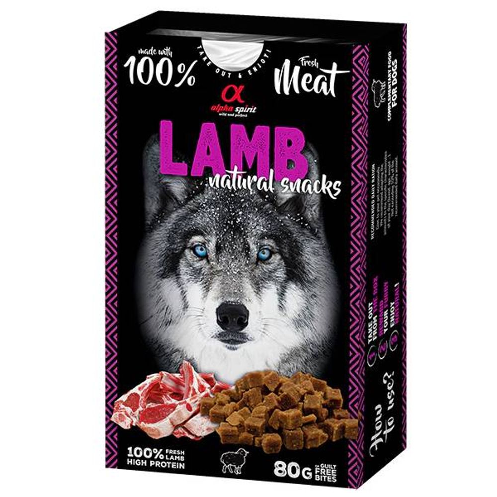 Alpha Spirit natural snack s janjetinom, za pse 80g slika 1