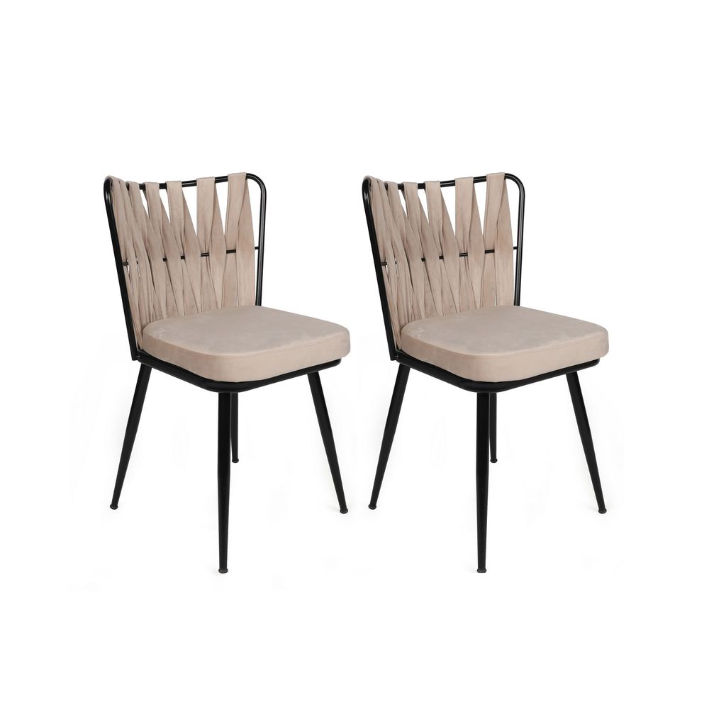 Kuşaklı-221 V2 Set Stolica u Krem i Crnoj (2 Komada) slika 1