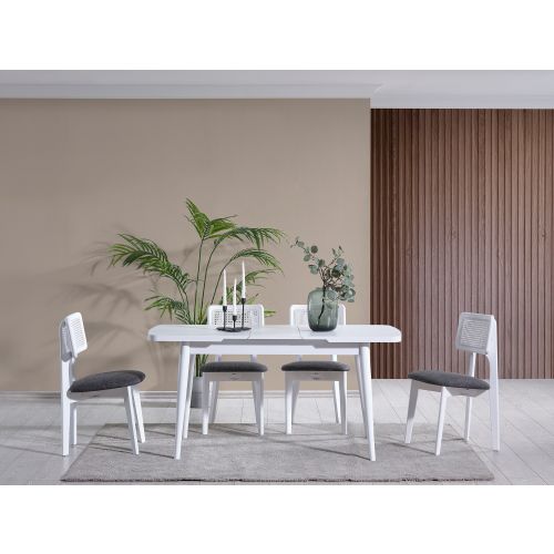 Milla - White White Extendable Dining Table & Chairs Set (4 Pieces) slika 2