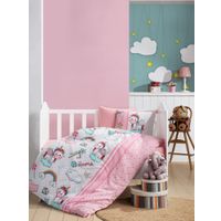 Set posteljine za bebe Unicorn v2 - Pink Pink White Mint Ranforce - izložbeni artikl (oštećenja ambalaža)
