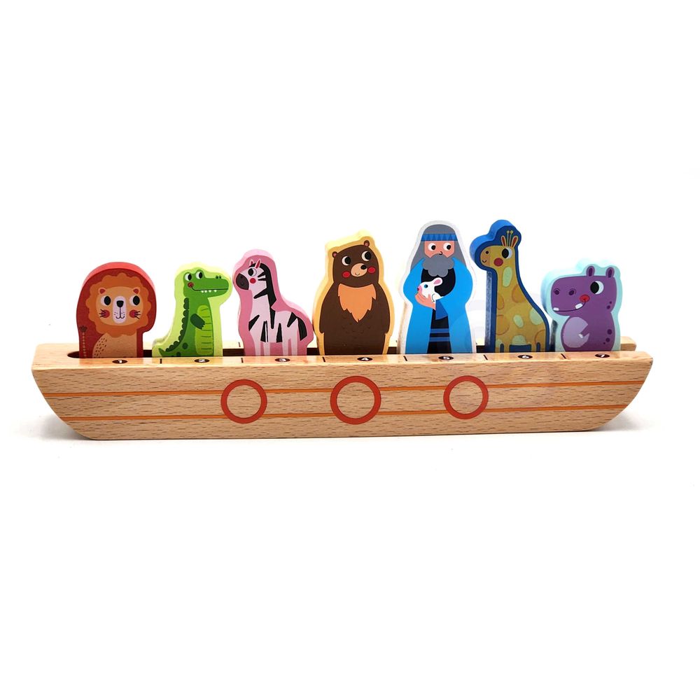 Drvena noina arka tooky toy + knjiga slagalica slika 3