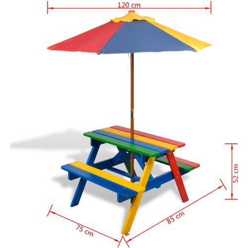 Dječji stol &amp; klupe za piknik sa suncobranom četiri boje slika 21