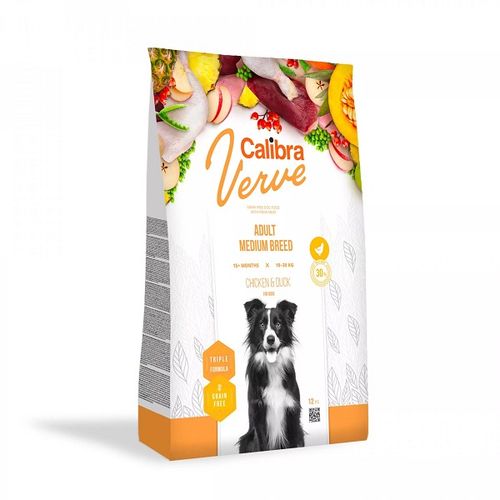 Calibra Dog Verve Grain Free Adult Medium Piletina & Pačetina, hrana za pse 12kg slika 1