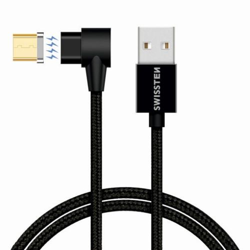 SWISSTEN kabel Arcade USB/microUSB, magnetski, platneni, 1.2m, 3A, crni slika 1