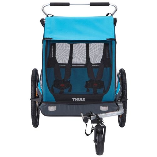 Thule Coaster XT plava dječja kolica i prikolica za bicikl za dvoje djece slika 3