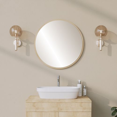 Yuvarlak Mirror - Beige Beige Decorative Mirror slika 1