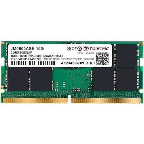 Transcend JM5600ASE-16G DDR5 16GB SO-DIMM 5600MT/s, On-die ECC, CL46 1.1V, 262-pin 1Rx8 (2Gx8)x8 slika 1