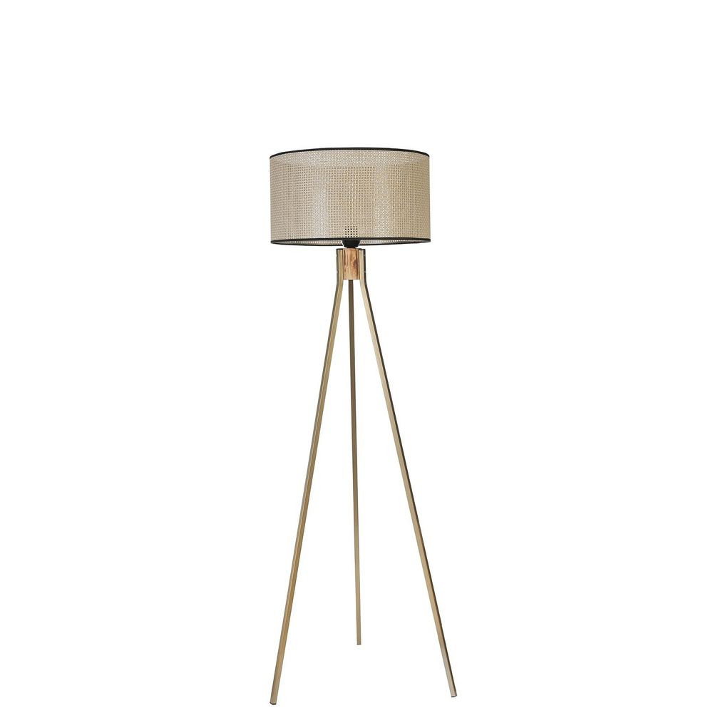 Fısco Tripod Eskitme Lambader Silindir Petek Abajurlu Gold Floor Lamp slika 3