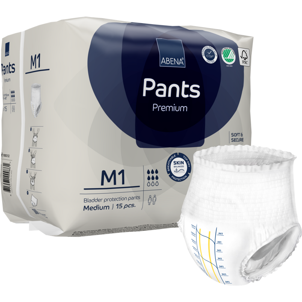 Abena Pants Premium pelene-gaćice za inkontinenciju M1  15kom  80-110 cm slika 1