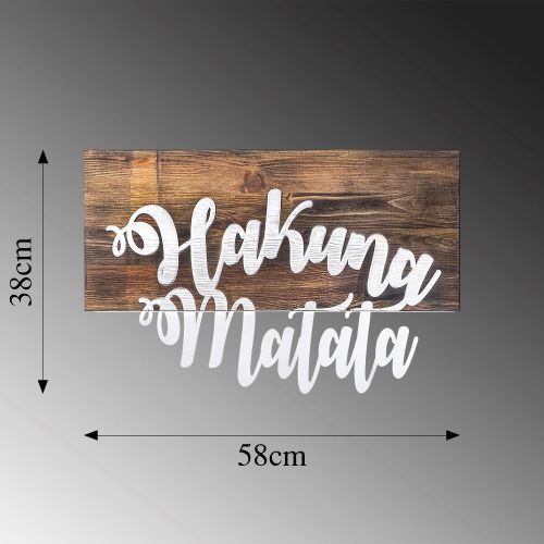 Wallity Drvena zidna dekoracija, Hakuna Matata Metal Decor - Silver slika 6