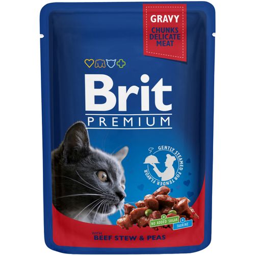 Brit Premium Cat Adult s govedinom i graškom u umaku, 100 g slika 1