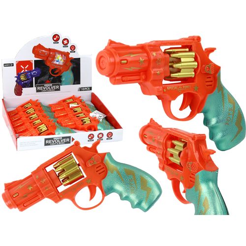 Narančasti revolver sa svjetlosnim i zvučnim efektima slika 1