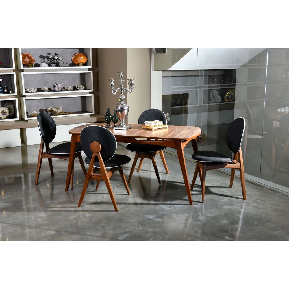 Touch Wooden - Set Stola i Stolica u Antracit Orahu (5 Komada) slika 2