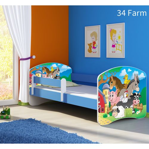 Dječji krevet ACMA s motivom, bočna plava 180x80 cm 34-farm slika 1