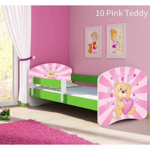 Dječji krevet ACMA s motivom, bočna zelena 140x70 cm 10-pink-teddy-bear slika 1