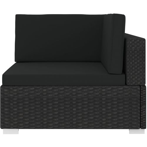 Modularna kutna fotelja s jastucima 1 kom od poliratana crna slika 37